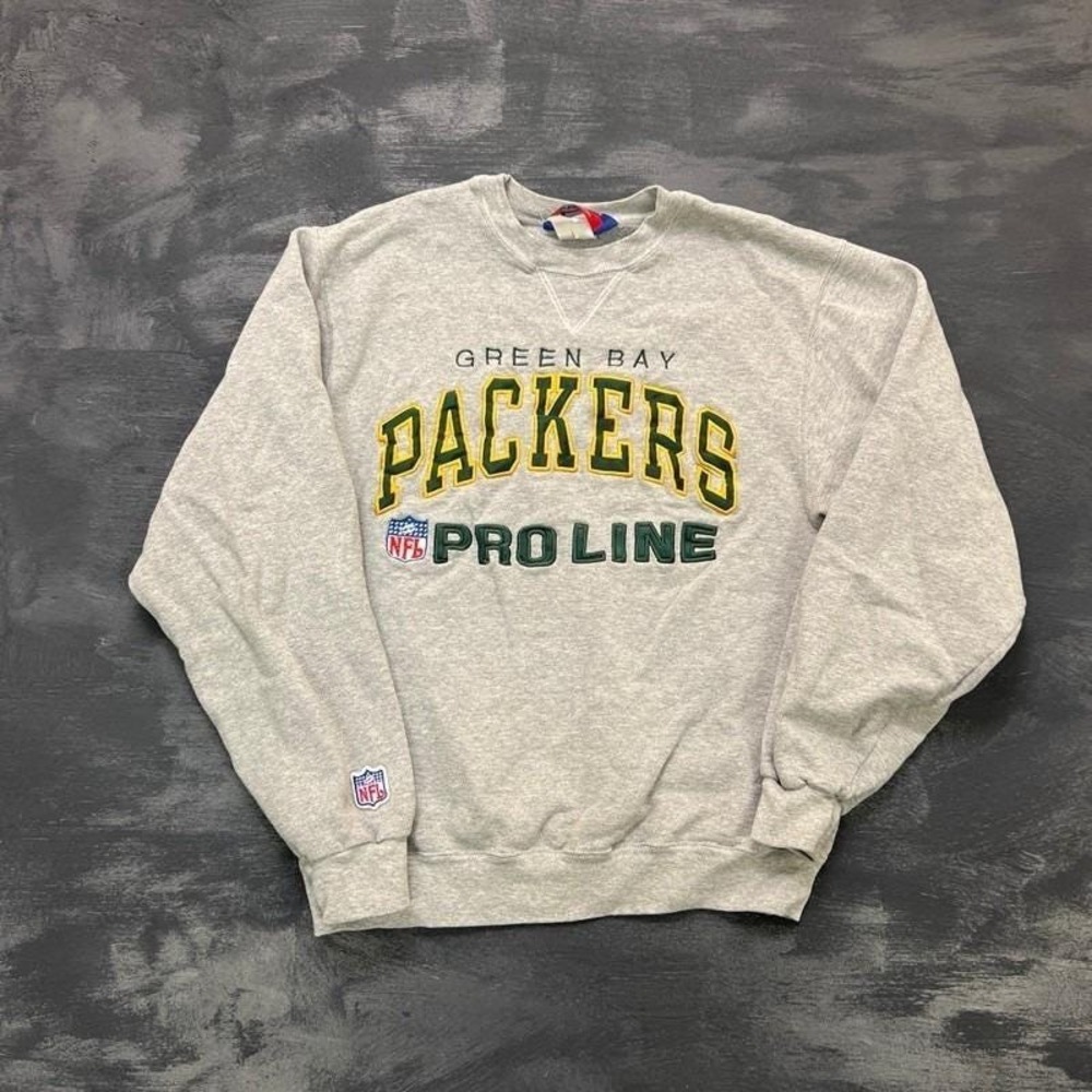 Vintage Green Bay Packers Sweatshirt Mens Medium Gray 1990s NFL Pro Line